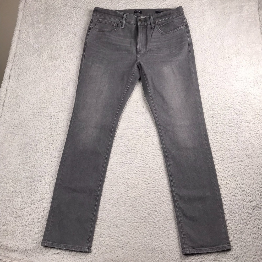 J Crew Signature Flex Slim Jeans Mens 33x32 Gray Mid Rise Stretch Denim NEW NWT